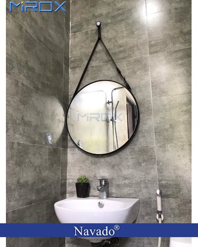 Gương phòng tắm treo dây da cao cấp 60cm