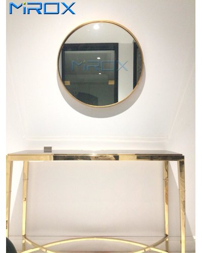 Gương tròn treo phòng khách khung inox vàng 60cm