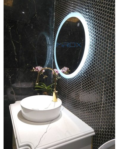 Gương tròn đèn led màu trắng phòng tắm 80cm