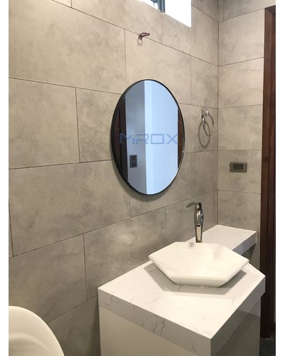 Gương phòng tắm tròn khung thép đen D60cm