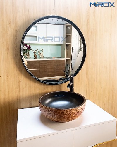 Gương vành thép vân treo phòng tắm Mirox
