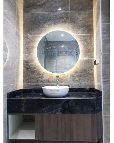 Gương tròn đèn led hắt nhà tắm cao cấp D60 cm