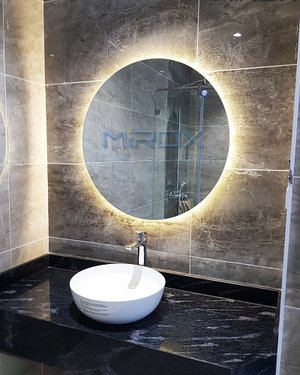 Gương tròn đèn led hắt nhà tắm cao cấp D60 cm